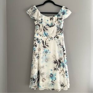WHBM Blue & White Floral Off-The-Shoulder Dress - size 2